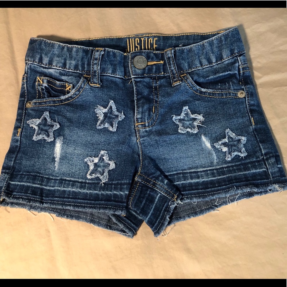 💕GIRLS JUSTICE STAR JEAN SHORTS, EUC, SZ 7 💖